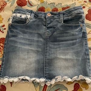 Girls Size 12 Blue Jean Skirt True Craft- White trim